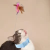 Interactive Adjustable Silicone Cat Collar with Wire, Feather & Bell Self Play Cat Toy 