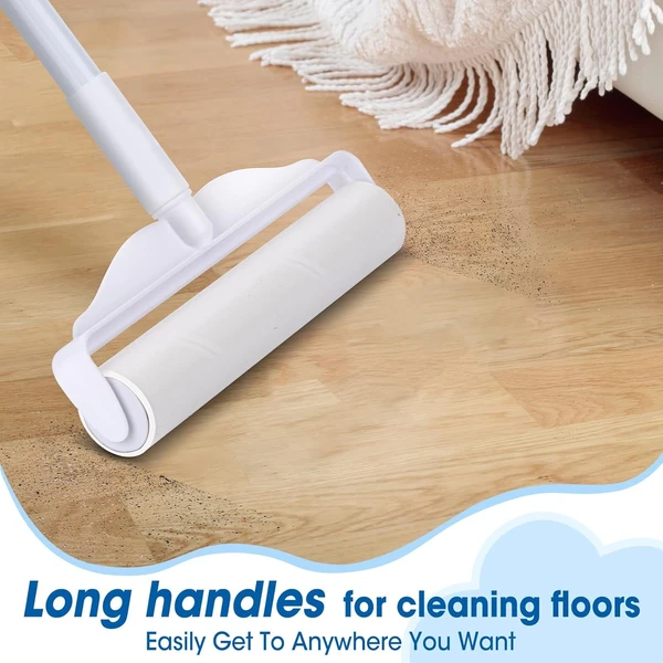 Large Lint Sticky Paper Sheets Roller with 3 Extendable Lengths & Metal Handle for Cleaning Floor, Carpet, and Sofa - Pet Hair Remover