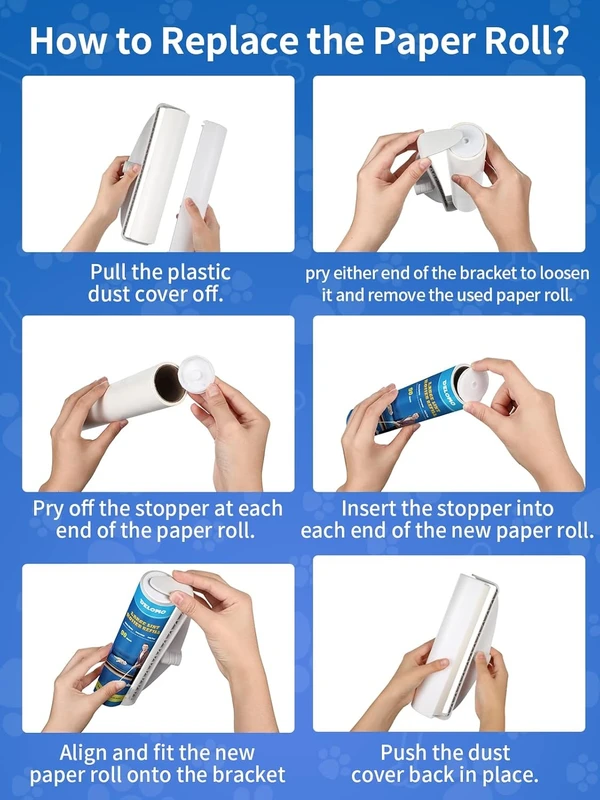 Large Lint Sticky Paper Sheets Roller with 3 Extendable Lengths & Metal Handle for Cleaning Floor, Carpet, and Sofa - Pet Hair Remover