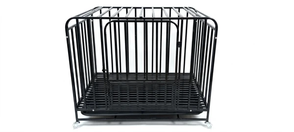 Iron Dog Cage with Tray & Wheels (95x65x80) cm