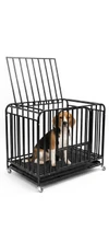 Iron Dog Cage with Tray & Wheels (95x65x80) cm