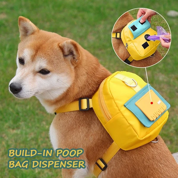 Nylon Dog Backpack with Adjustable Harness and Leash Set – Waterproof Lightweight Outdoor Travel Dog Bag (Small)