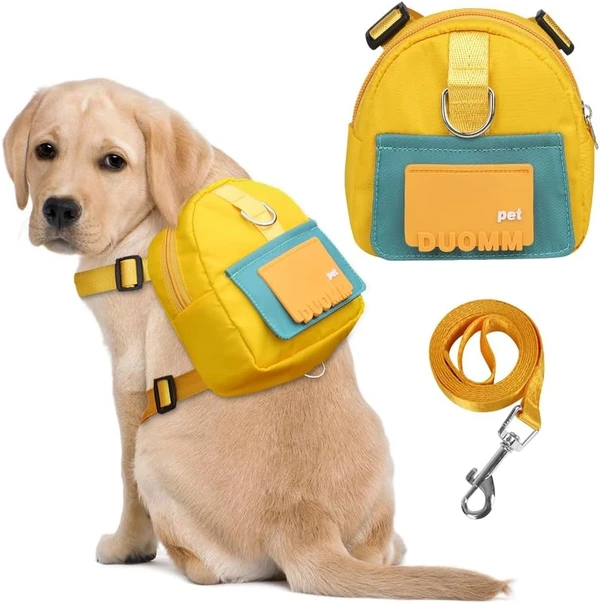Nylon Dog Backpack with Adjustable Harness and Leash Set – Waterproof Lightweight Outdoor Travel Dog Bag (Small)