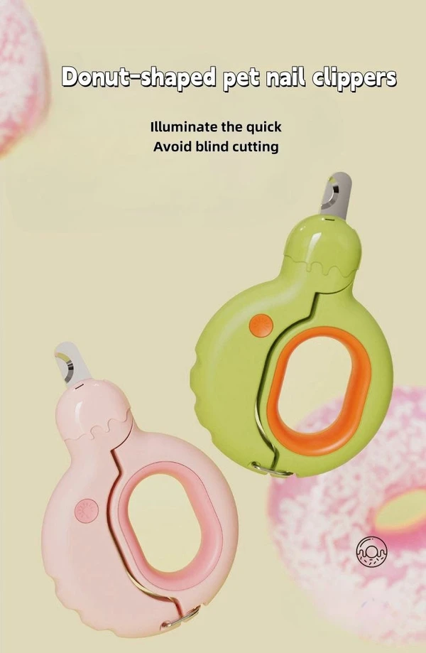 Donut-Shaped Pet Nail Clipper with LED Light for Dogs & Cats
