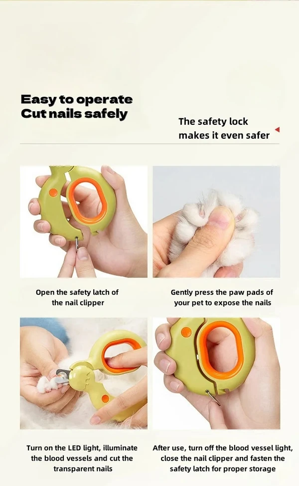 Donut-Shaped Pet Nail Clipper with LED Light for Dogs & Cats