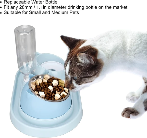 3-in-1 Neck Protection Pet Feeder Ear Shaped – Detachable Stainless Steel Food Bowl, Slow Feeder Bowl and Automatic Drinking Bottle for Dogs & Cats