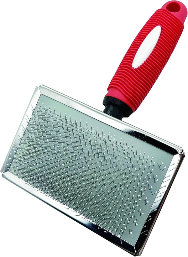 Stainless Steel Pet Grooming Slicker Brush with Ergonomic Handle for Dogs & Cats