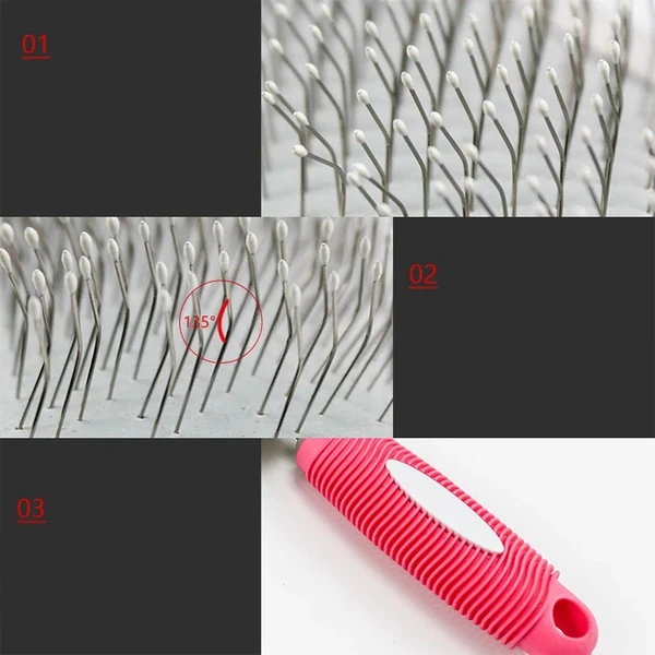 Stainless Steel Pet Grooming Slicker Brush with Ergonomic Handle for Dogs & Cats