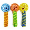 Interactive Dog Tug Toy – Lattice Rubber Ball with Bell & Colorful Nylon Braided Handle