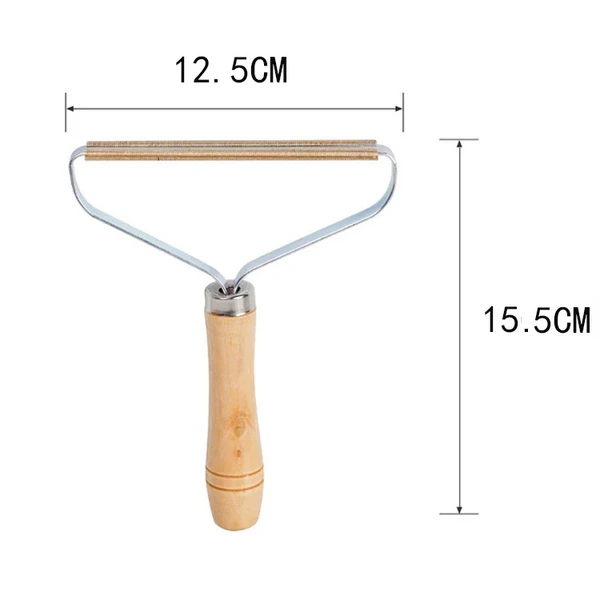 Pet Hair Lint Remover Brush with Wooden Handle for Couch Sofa, Clothes and Furniture