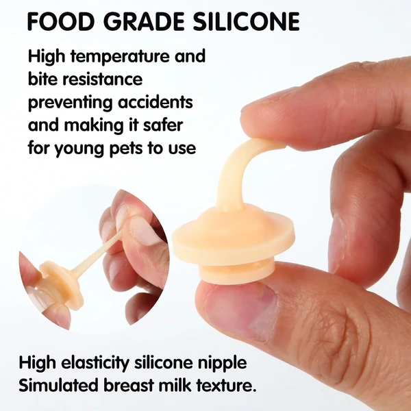 2Pcs Pet Nursing Soft Silicone Nipples Two Different Sizes Compatible with Syringes for Feeding Kittens & Puppies