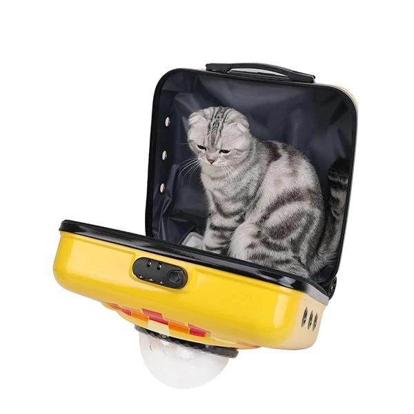 Pet Carrier Trolley Travel Bag Breathable Easy-carry for Cats & Small Dogs (Yellow-Giraffe)