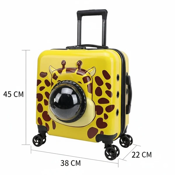 Pet Carrier Trolley Travel Bag Breathable Easy-carry for Cats & Small Dogs (Yellow-Giraffe)