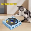 Interactive Cat Puzzle Toy – Plastic Square Maze Box Phonograph Design with 4 Balls for Indoor Cats (Blue)