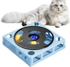 Interactive Cat Puzzle Toy – Plastic Square Maze Box Phonograph Design with 4 Balls for Indoor Cats (Blue)