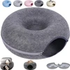 All-Season Cat Donut Tunnel Round Enclosed Solid Bed with Felt Material for Indoor Cats