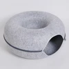 All-Season Cat Donut Tunnel Round Enclosed Solid Bed with Felt Material for Indoor Cats