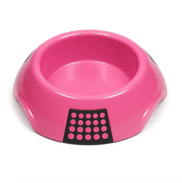 Luna Plastic Pet Bowl with Non-Removable Non-Slip Rubber Pads for Dogs & Cats