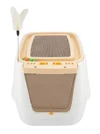 Extra Large Enclosed Cat Litter Box with Scoop Includes Integrated Scratch Plate & Interactive Toys