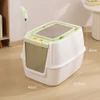 Extra Large Enclosed Cat Litter Box with Scoop Includes Integrated Scratch Plate & Interactive Toys