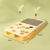 Interactive Cat Puzzle Toy – Plastic Rectangular Maze Box with Scratching Board, Six Balls with Bell and Tow Feather Teasers