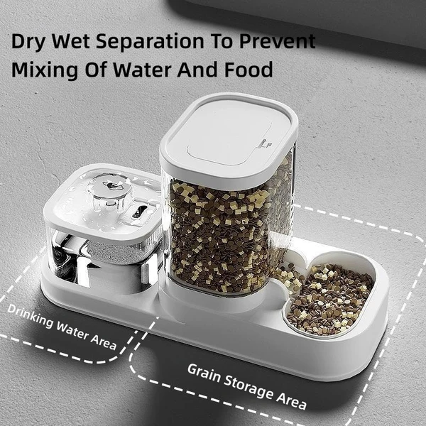 2-in-1 Automatic Pet Feeder with Water Fountain for Cats & Dogs (Cream Color)