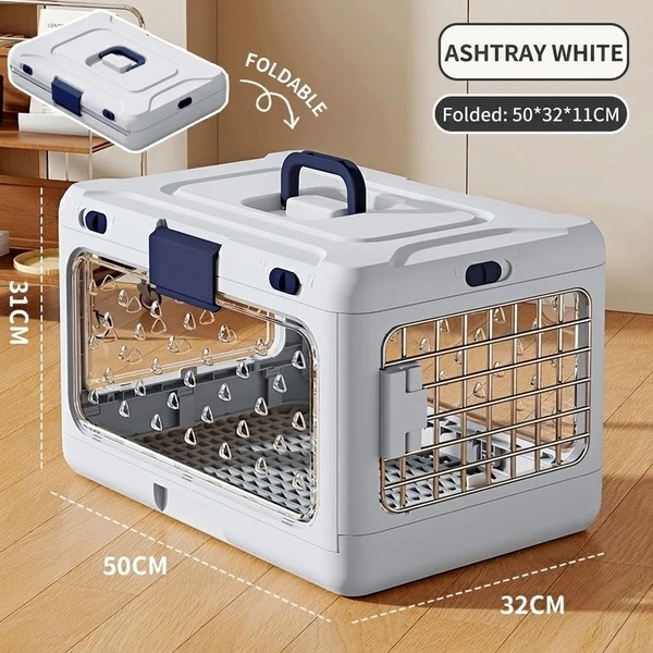 Foldable Breathable Pet Carrier with Metal Door and Removable Grate for Cats & Small Dogs