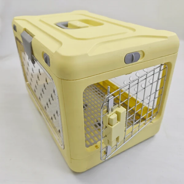 Foldable Breathable Pet Carrier with Metal Door and Removable Grate for Cats & Small Dogs