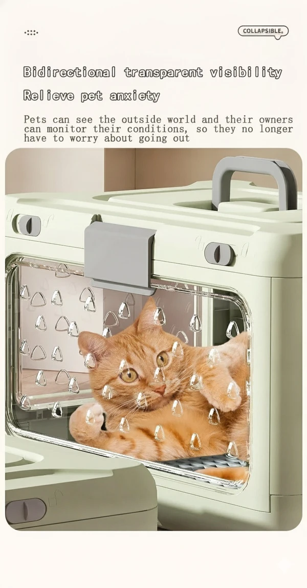 Foldable Breathable Pet Carrier with Metal Door and Removable Grate for Cats & Small Dogs