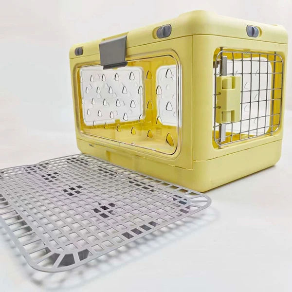 Foldable Breathable Pet Carrier with Metal Door and Removable Grate for Cats & Small Dogs