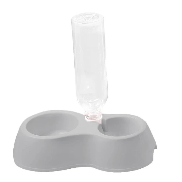 2-in-1 Plastic Pet Food and Water Dispenser with Automatic Water Bottle (500ml) for Cats & Dogs