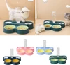 4-in-1 Plastic Pet Food and Water Dispenser – Double Feeding Bowls & Drinking Bowls with Automatic Water Bottle (500ml) for Multi Pets