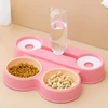 4-in-1 Plastic Pet Food and Water Dispenser – Double Feeding Bowls & Drinking Bowls with Automatic Water Bottle (500ml) for Multi Pets