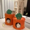 Carrot Shaped Foldable Felt Cat House – Scratching Post with Warm Cave Bed for Indoor Cats