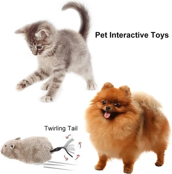 Fun Interactive Plush Wind-Up Mouse Toy for Indoor Cats (No Batteries Needed)
