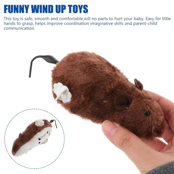 Fun Interactive Plush Wind-Up Mouse Toy for Indoor Cats (No Batteries Needed)