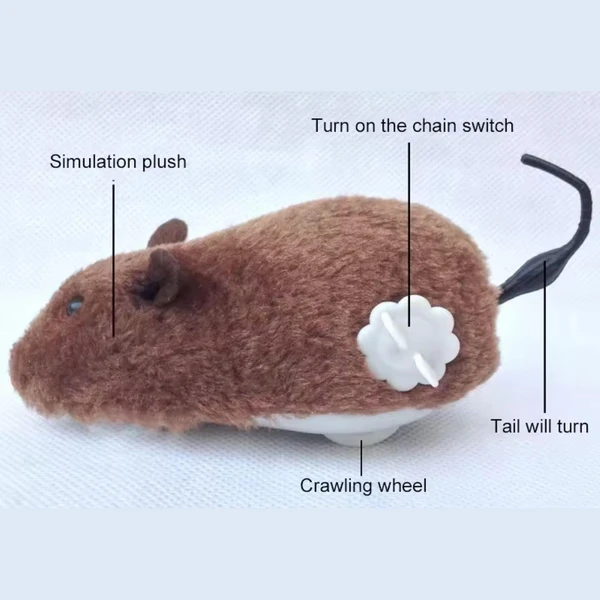 Fun Interactive Plush Wind-Up Mouse Toy for Indoor Cats (No Batteries Needed)