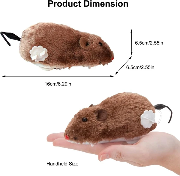 Fun Interactive Plush Wind-Up Mouse Toy for Indoor Cats (No Batteries Needed)