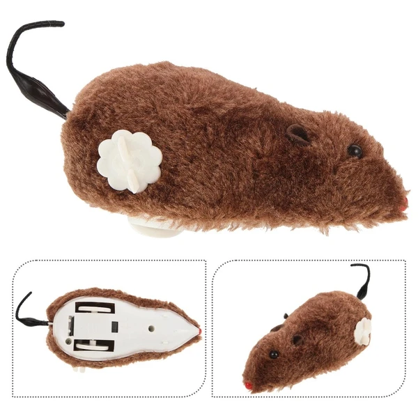 Fun Interactive Plush Wind-Up Mouse Toy for Indoor Cats (No Batteries Needed)