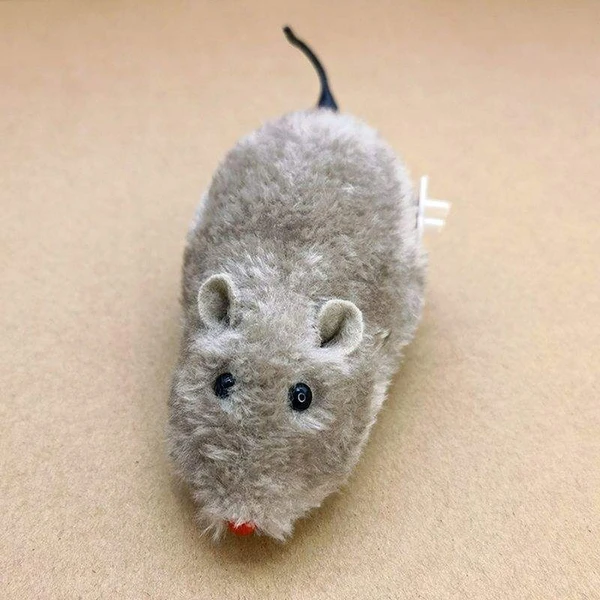 Fun Interactive Plush Wind-Up Mouse Toy for Indoor Cats (No Batteries Needed)