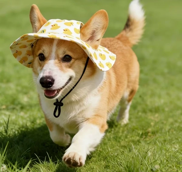 Duck Print Pet Sun Hat – UV Protection Summer Hat for Small Dogs & Cats
