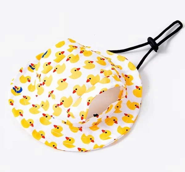 Duck Print Pet Sun Hat – UV Protection Summer Hat for Small Dogs & Cats
