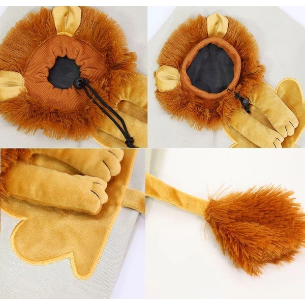 Pet Carrier Fabric Shoulder Bag Plush Lion Face Designed with Head Hole for Small Dogs & Cats