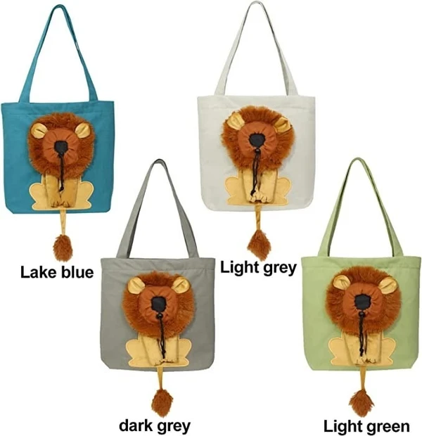 Pet Carrier Fabric Shoulder Bag Plush Lion Face Designed with Head Hole for Small Dogs & Cats