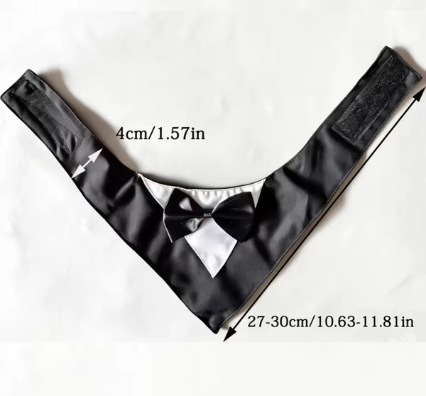 Dog Wedding Tuxedo Bandana with Bow Tie – Adjustable Formal Pet Outfit for Small Dogs (Size XS)
