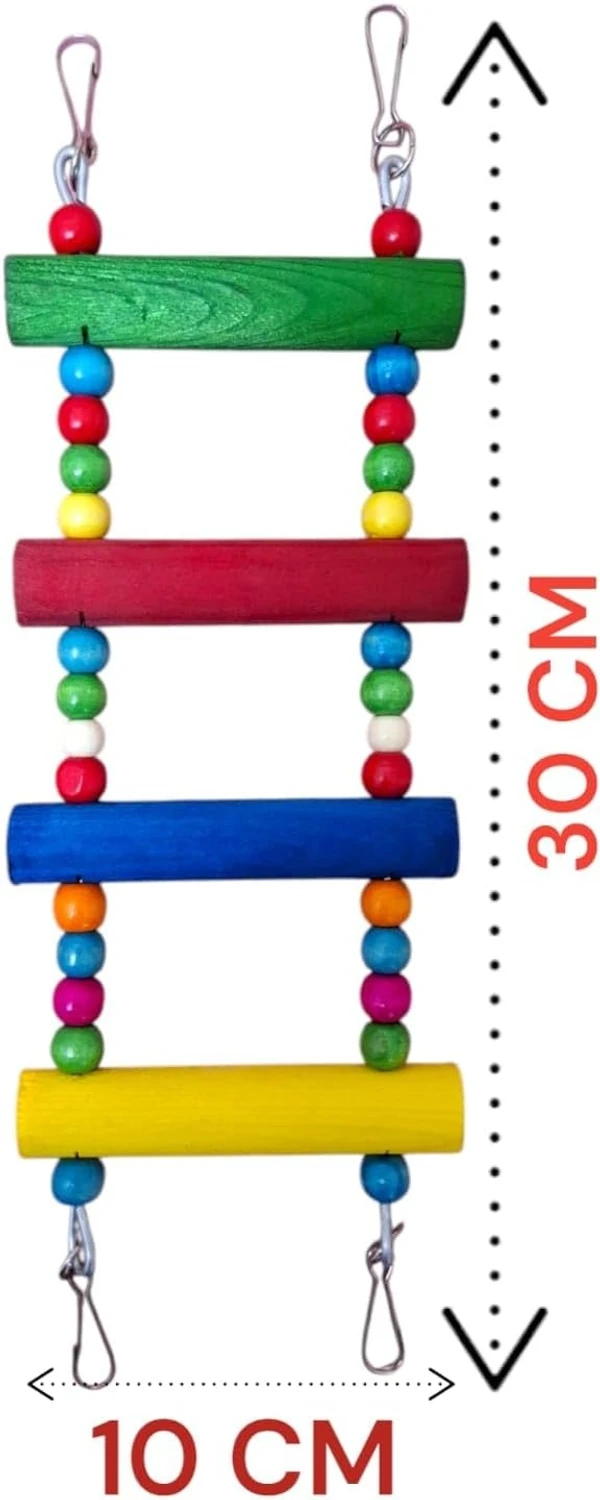 3pcs Natural Wood Bird Toy Set (Swing, Ladder & Chewing Toy) for Conures, Cockatiels, Fischer's & Finches