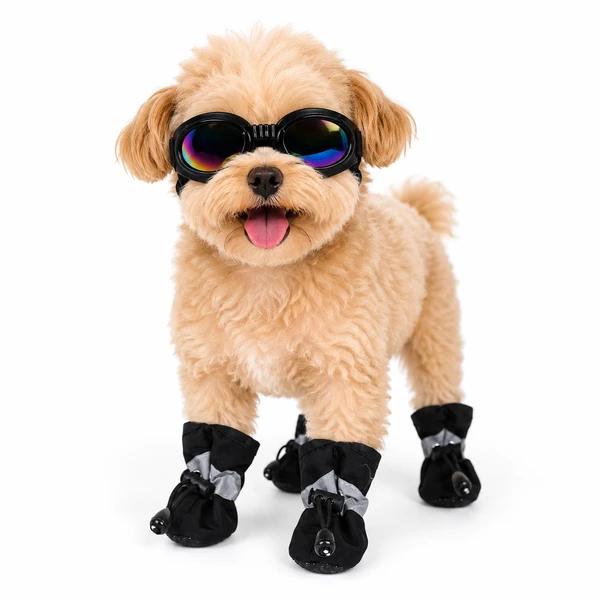 Dog Paw Protection Boots (4-Pack) – Water-Resistant Shoes for Hot Pavement, Rain & Outdoor Walks