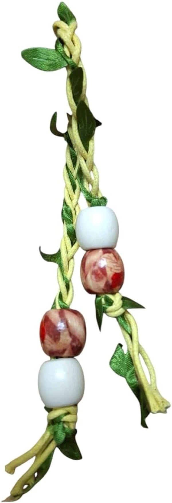 2pcs Natural Wooden Parrot Toy & Perch Set - Hanging Block Toy with Bell (25cm) Height & Natural Wood Branch Perch (22cm) Length for Small & Medium Birds