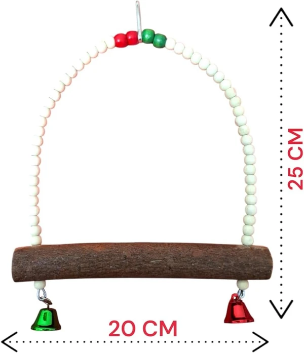 Natural Wooden Bird Swing Toy – Parrot Perch Stand for Cockatiel, Conure, Rosella & Quaker W 20, 25 HI