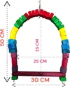 Colorful Wooden Chew Toy, Swing, Hanging Perch for African Grey, Amazon, Cockatoo, Senegal Parrot, Caique, Meyer's Parrot, Indian Ringneck & Eclectus Parrot (Width 30cm - Height 50cm)